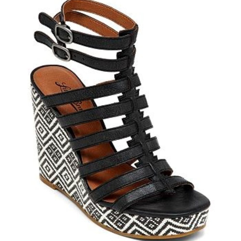NWT Espadrille Sandal Wedges Gladiator Style Labelle Patterned Wedge